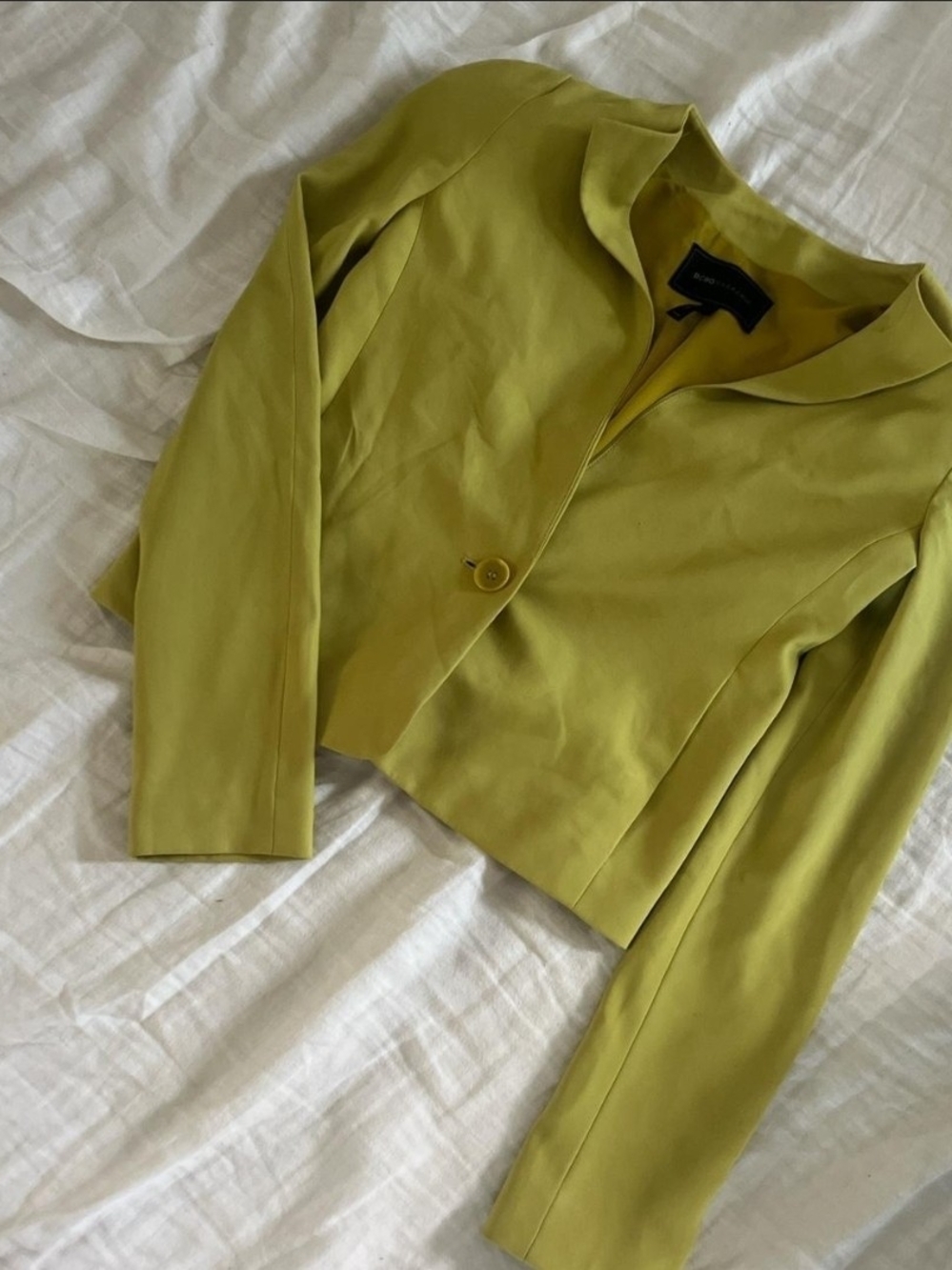 Banana Republic Lime Green Cropped Single-Button Blazer